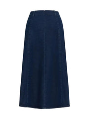 2025 Spring New Women's High Waist Loose A-line Cowboy Skirt, Medium Length Elastic Casual Solid Color Skirt, Elegant For Office And Daily Wear, Fashionable Style Smooth, Cowboy Fabric Washable