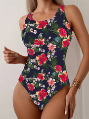 Women's One-piece Swimsuit One-piece Flower Print European And American Fashion Swimsuit