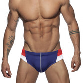 New Men's Bright Line Color Matching Swim Briefs Hip Drainage Line