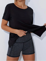 2-Pack Women Quick-Dry Tees Seamless Honeycomb Ventilation Yoga Running Gym