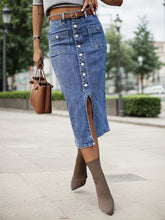 2025 SpringSummer New Women's Elastic Denim Large Size Medium Long Skirt, Casual Blue Large Size Denim Skirt, Split Denim Dress