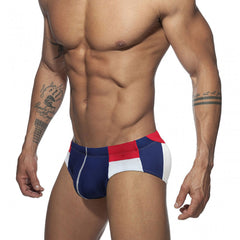 New Men's Bright Line Color Matching Swim Briefs Hip Drainage Line