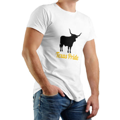 White Bullfighting Printed Men's Pure Cotton T-shirt - Casual Round Neck, Slightly Elastic, Suitable For Summer Knitted Fabric, Classic Fit Adult Shirt, Couple's Shirt