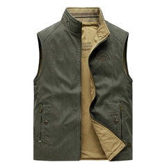 Double-sided Cotton Vest Men's Multi-pocket Workwear Waistcoat