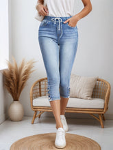 2025 New Women Chic Chic Denim Shorts, Drawstring Closed And Split Button Hem, Comfortable Fabric, Suitable For All Kinds Of Wear, Spring And Summer Women's Wear