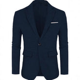 Linen Leisure Single Button Lightweight Business Pure Color Flat Collar Suit Jacket Men
