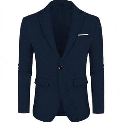 Linen Leisure Single Button Lightweight Business Pure Color Flat Collar Suit Jacket Men
