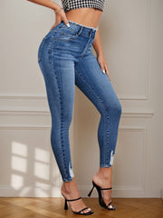 Sexy And Fashionable Women's Ripped Tight Jeans, With Raised Hips, High Waist And Slim Fit, Suitable For All Seasons, Easy To Match