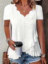 Self-pick-up Plus Size Women's Casual Solid Color Jacquard V-Neck Short Sleeve T-Shirt Only Self-pickup Is Supported