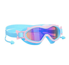 Kids Swim Goggles With Ear Plugs UV Protection Anti-Fog Leak Proof Wide View Pool Swimming Goggles