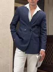 Men's Classic Stripe Double Breasted Blazer