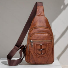 Men's And Women's Retro Leather Crossbody Bag Chest Bag