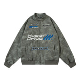 Men's Embroidered Letter Motorcycle Suit Leather Jacket