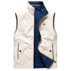 Double-sided Cotton Vest Men's Multi-pocket Workwear Waistcoat