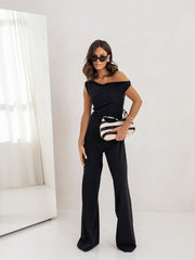 Sexy Jumpsuits For Women Falling Straps Business Rompers Elegant Straight Long Pants Rompers Fastened With A Zipper On The Side.
