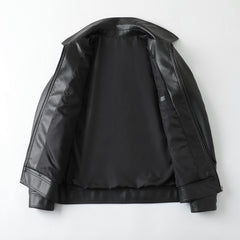 Men's Simple Casual Solid Color Windproof Handsome PU Leather Jacket Top
