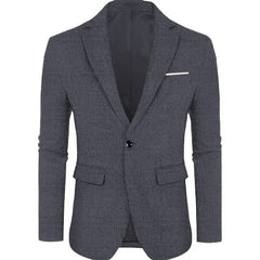 Linen Leisure Single Button Lightweight Business Pure Color Flat Collar Suit Jacket Men