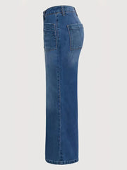 2025 New Women's Straight Leg Wide Leg Jeans, Slim Fit, Built-in Zipper, Designed Pocket, Suitable For Students, Work, And All Season Wear