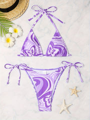 Women's Fashionable Bikini Set - Random Prints - Strapless Swimsuit Two-piece Set - Beach Style Bikini.