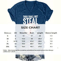 Women's V-Neck 'Thou Shall Not Steal' Baseball Graphic T-Shirt - Humorous Casual Short Sleeve Tee, Soft Top For Summer