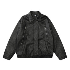 Men's FallWinter Loose Casual Leather Clothing Coat