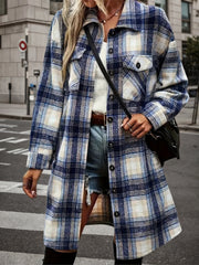 Women's Plaid Shack Set, Oversized Flannel Shirt Jacket And Worn-out Denim Shorts, Paired With Knee High Boots In A 90s Retro Style, A Must-have For Autumn Streetwear