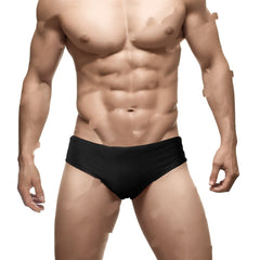 Solid Color Nylon Men's Swim Briefs Low Waist Sexy