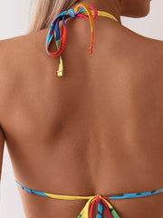 Women's Bikini Set With Three Pieces, Beach Towel, Floral Print Bikini, Sexy V-shape Set, Vacation Style