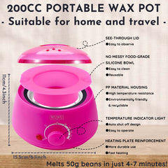 Waxing Kit WUWUVISTA 23 Items Hair Removal Wax Kit With Wax Warmer Waxing Beads For Face, Brazilian, Full Body, Bikini, Sensitiive Skin Skin Suitable For Plugs Of American, European Specification