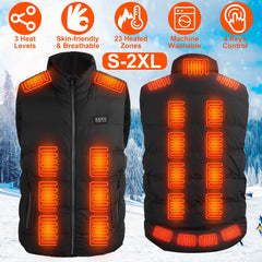 1Pc Heated Vest Men Women Heated Jacket With 23 Heating Zones 3 Heat Levels USB Powered Machine Washable For Winter Hiking Skiing Skating Outdoor Activities