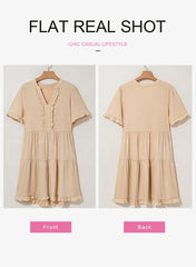 Womens Dresses Summer Spring V Neck Short Sleeve Casual A Line Flowy Swing Dress Mini Dress