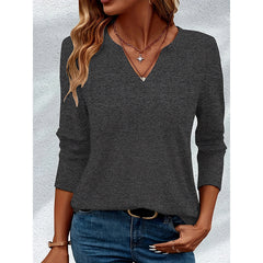Womens 3-Pack V Neck Long Sleeve T Shirts Casual Loose Fit Fall Tops Trendy 2025