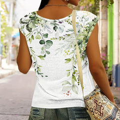Women's Floral Print V-Neck T-Shirt - Breathable Short Sleeve Blouse Casual Summer Top With Vibrant Flower Design