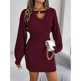 Womens Long Sleeve Sweater Dress Sexy Cut Out Bodycon Mini Fall Dress Trendy Ribbed Ladies Winter Sweater