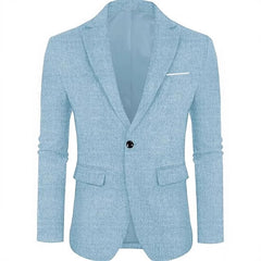 Linen Leisure Single Button Lightweight Business Pure Color Flat Collar Suit Jacket Men