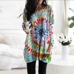 Women's Printed Spiral Batwing Sleeve Sweatshirt