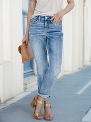 2025 Women's Denim Pants, Tight Jeans, Built In Zipper Closure, Foldable Legs