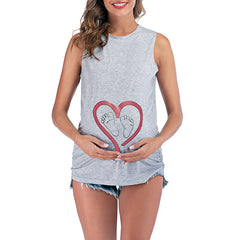 Maternity Tank Tops For Women Ruched Sleeveless Basic Tops Maternity Shirt Vest Pregnancy Tee