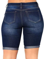 2025 New Five Quarter Ripped Jeans, Slim Fit Fabric, Blend, Street Style, Suitable For Occasions Such As Dates And Shopping