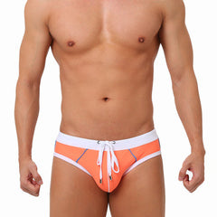 European And American Color Matching Men's Swim Briefs Trendy Simple
