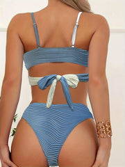 Women's Bikini Swimsuit Set, Sexy Cross-back, Contrasting Color, Vacation Style