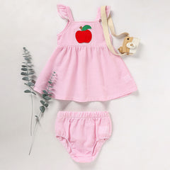 Kids Baby Girl Back To School Outfit, First Day Of School, Summer Ruffle Sleeves Applique Top & Shorts Set