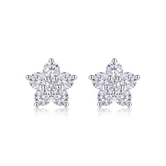 Paris Flower - Fashionable And Luxurious Diamond Jewelry Set With Moissanite S925 Sterling Silver And Platinum-plated Stud Earrings