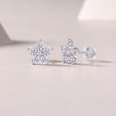 Paris Flower - Fashionable And Luxurious Diamond Jewelry Set With Moissanite S925 Sterling Silver And Platinum-plated Stud Earrings