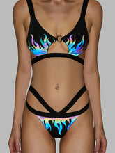 Women's Bikini Set Sexy V Triangle Flame Print Bikini Holiday Style