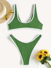 Women's Fashionable Bikini Set - Sexy Solid-color Circular Swimsuit Duet - Beach Style