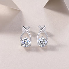 Happy Encounter - Fashionable And Luxurious Diamond Jewelry Set With 1-carat Moissan Diamond S925 Sterling Silver And Platinum-plated Stud Earrings