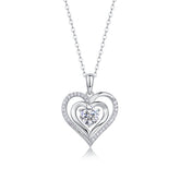Heart-to-heart Connection - A Fashionable And Luxurious Diamond Jewelry Pendant Set With 1-carat Moissan Diamond S925 Sterling Silver And Platinum Plating