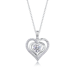 Heart-to-heart Connection - A Fashionable And Luxurious Diamond Jewelry Pendant Set With 1-carat Moissan Diamond S925 Sterling Silver And Platinum Plating