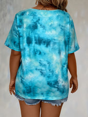 Self-pick-up Women's Tie Dye Printed Drawstring Casual Fashion Short Sleeve T-Shirt Only Self-pickup Is Supported